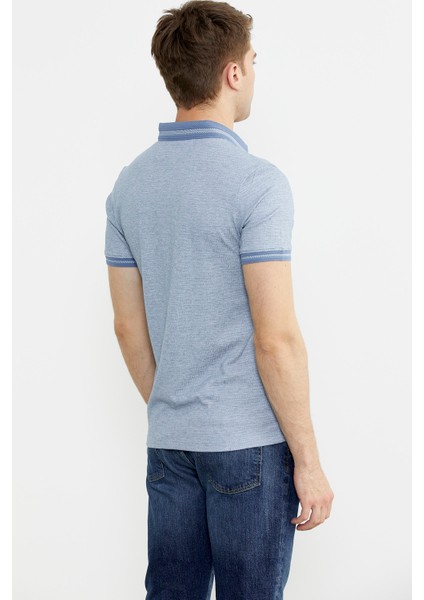 Renk Kombinli Polo Yaka Tişört - Mavi indirimleri