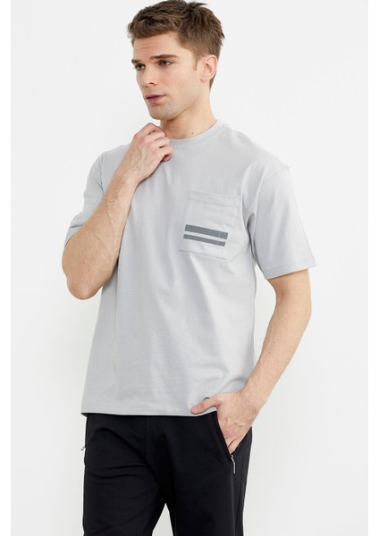 Bisiklet Yaka Oversize Pamuk Tişört - Açık Gri fırsatları