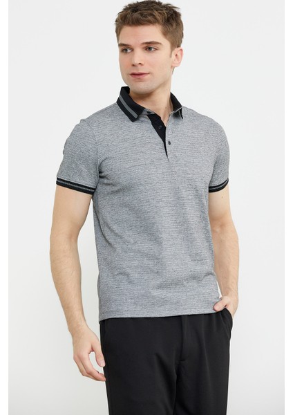 Renk Kombinli Polo Yaka Tişört - Gri fırsatları