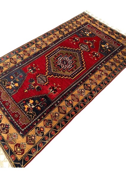 El Dokuma Sıfır Örme Saçaklı Yahyalı Halısı 110 x 195 Kök Boya Halı fiyatları