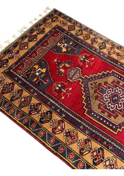 El Dokuma Sıfır Örme Saçaklı Yahyalı Halısı 110 x 195 Kök Boya Halı fırsatları