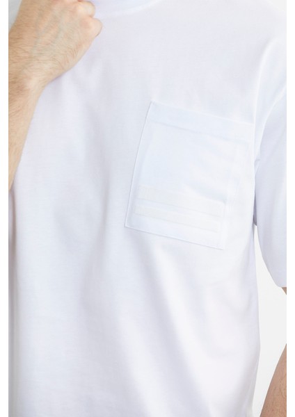 Bisiklet Yaka Oversize Pamuk Tişört - Beyaz fırsatları