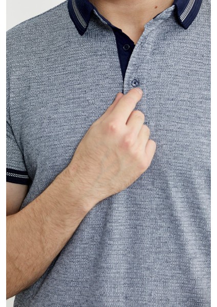 Renk Kombinli Polo Yaka Tişört - Lacivert indirimleri