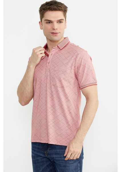 Baskı Detaylı Polo Yaka Tişört - Kiremit modelleri