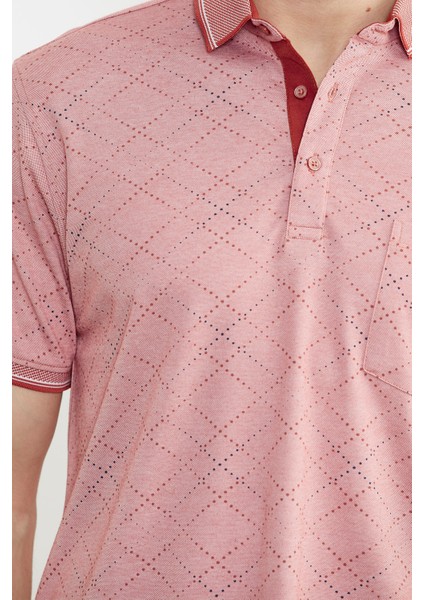 Baskı Detaylı Polo Yaka Tişört - Kiremit fırsatları