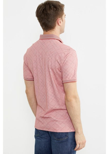 Baskı Detaylı Polo Yaka Tişört - Kiremit indirimleri