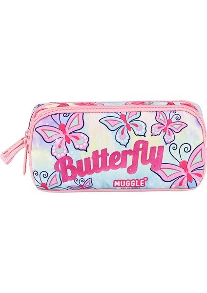 2 Bölmeli Butterfly Kalemlik Pembe (MU-9037)