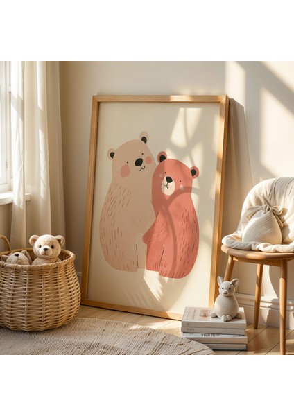 Sevimli Ayılar Çocuk ve Bebek Odası Ahşap Çerçeveli Duvar Tablosu fiyatları