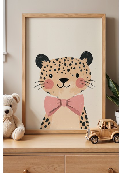 Sevimli Minimalist Çocuk Odası ve Bebek Odası Ahşap Çerçeveli Duvar Tablosu