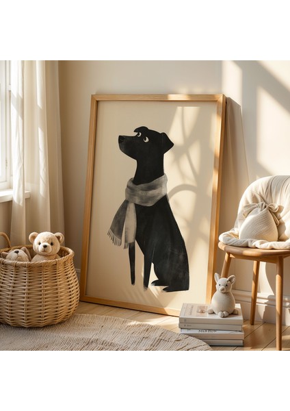 Sevimli Köpek Çocuk ve Bebek Odası Ahşap Çerçeveli Duvar Tablosu fiyatları