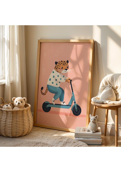 Ragbi Oynayan Leopar Çocuk Odası ve Bebek Odası Ahşap Çerçeveli Duvar Tablosu fiyatları