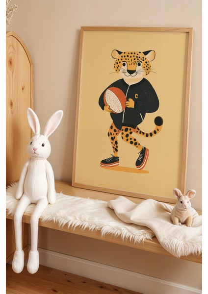 Sevimli Marsupilami Çocuk Odası ve Bebek Odası Ahşap Çerçeveli Duvar Tablosu