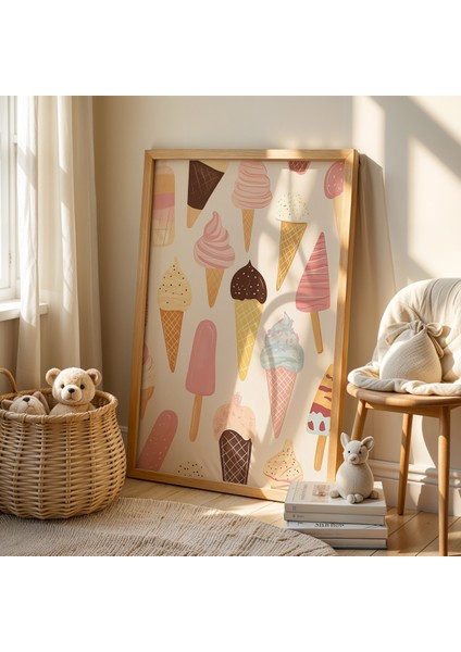Sevimli Dondurmalar Çocuk ve Bebek Odası Ahşap Çerçeveli Duvar Tablosu fiyatları