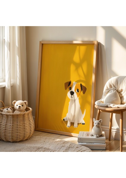 Sevimli Köpek Çocuk Odası ve Bebek Odası Ahşap Çerçeveli Duvar Tablosu fiyatları