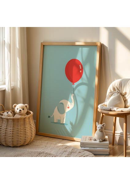 Sevimli Fil Çocuk Odası ve Bebek Odası Ahşap Çerçeveli Duvar Tablosu fiyatları