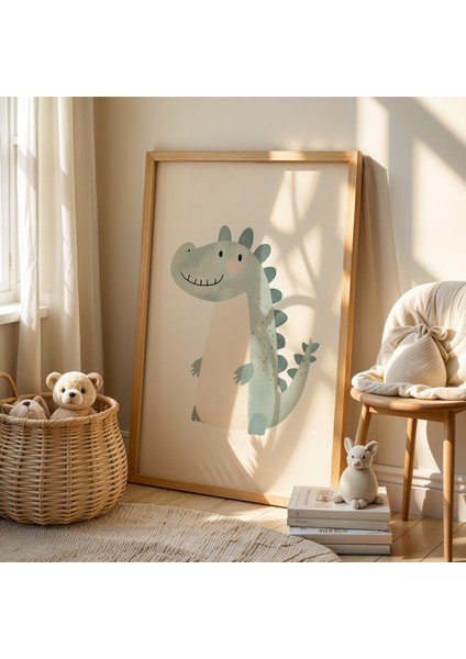 Sevimli Timsah Çocuk Odası ve Bebek Odası Ahşap Çerçeveli Duvar Tablosu fiyatları