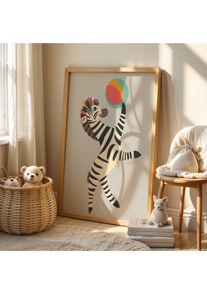 Sevimli Zebra Çocuk ve Bebek Odası Ahşap Çerçeveli Duvar Tablosu fiyatları