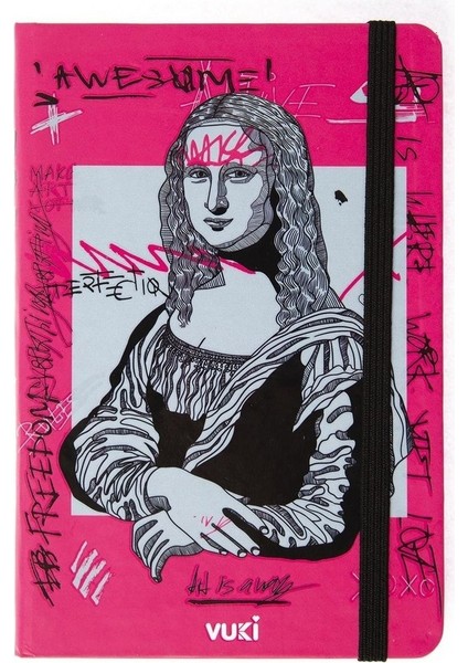 Desenli Sert Kapak Lastikli Defter A6