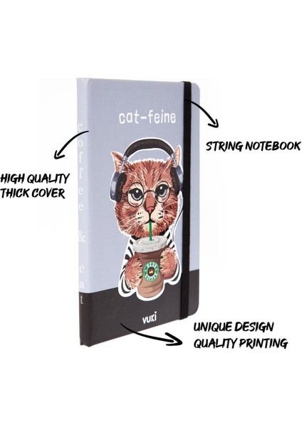 Desenli Sert Kapak Lastikli Defter A6