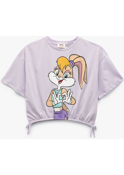 Lisanslı Lola Bunny Baskılı Büzgülü Kısa Kollu Tişört
