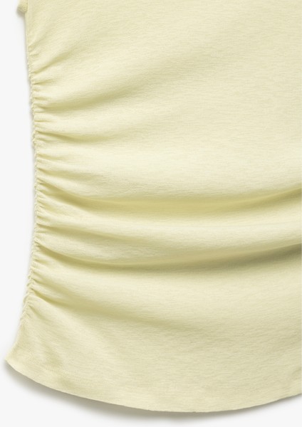 Slim Fit Drapeli Bisiklet Yaka Kolsuz Bluz indirimleri
