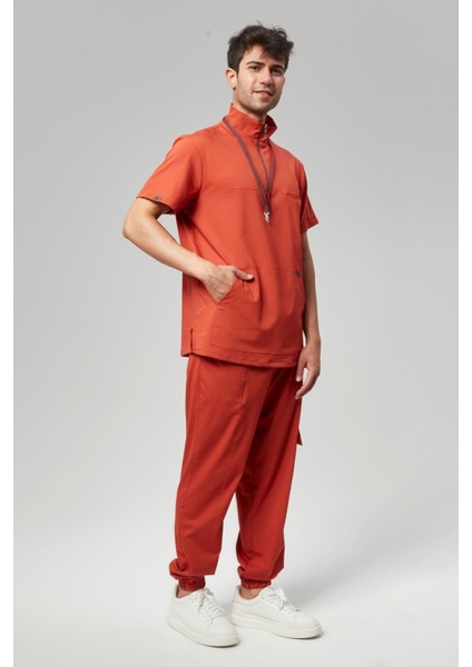 Extreme Cool Man - Premium Çift Yön Likralı Doktor Hemşire Forma Takımı Scrubs Üniforma Cerrahi Takım (Erkek), Mandalin fiyatları