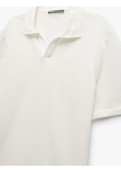 Pamuklu Regular Fit Dokulu Kısa Kollu V Yaka Polo Tişört modelleri