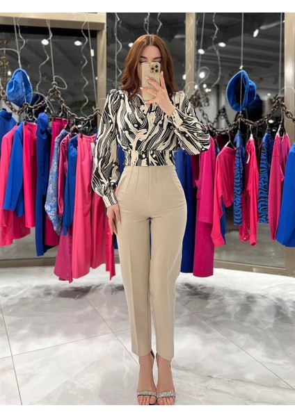 Önü Flatolu Kumaş Pantolon Bej fiyatları