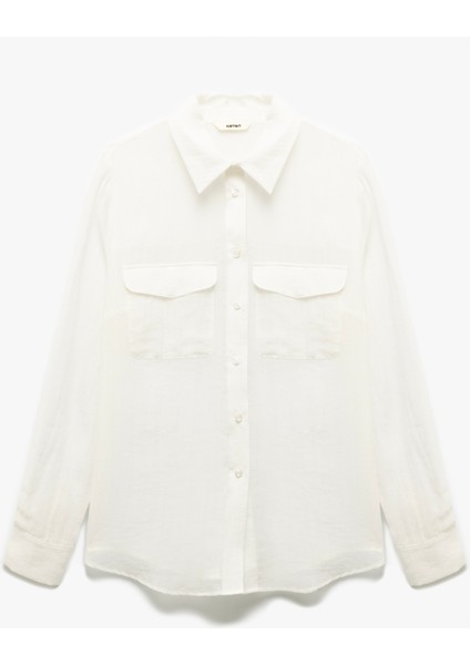 Klasik Yaka Uzun Kollu Cepli Viskon Gömlek fırsatları