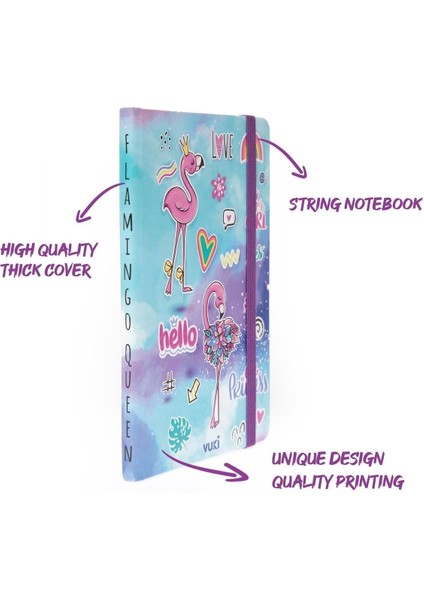 Desenli Sert Kapak Lastikli Defter A6