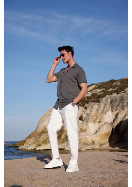 Erkek Antrasit Renk Burgu Desen Kısa Kol Gömlek fırsatları