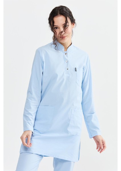 Ultralycra Modest - Likralı Doktor Hemşire Tesettür Tek Üst Forma, Buz Mavi fiyatları