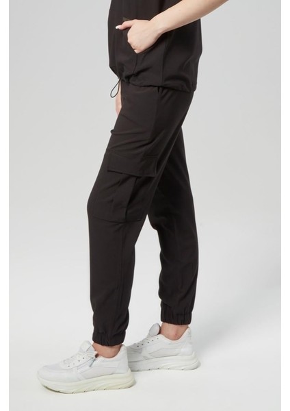 Extreme Cool Woman - Premium Çift Yön Likralı Doktor Hemşire Scrubs Tek Alt Cerrahi Forma (Kadın), Kömür