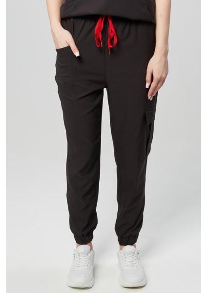 Extreme Cool Woman - Premium Çift Yön Likralı Doktor Hemşire Scrubs Tek Alt Cerrahi Forma (Kadın), Kömür fırsatları