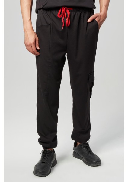 Extreme Cool Man - Premium Çift Yön Likralı Doktor Hemşire Scrubs Tek Alt Cerrahi Forma (Erkek), Kömür