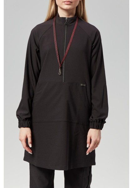 Extreme Cool Modest - Premium Çift Yön Likralı Doktor Hemşire Scrubs Tek Üst Cerrahi Forma (Kadın), Kömür