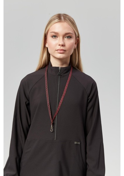 Extreme Cool Modest - Premium Çift Yön Likralı Doktor Hemşire Scrubs Tek Üst Cerrahi Forma (Kadın), Kömür fiyatları