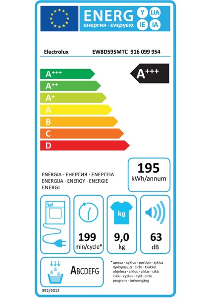 EW8D595MTC Ultracare 800 9 kg Isı Pompalı Kurutma Makinesi
