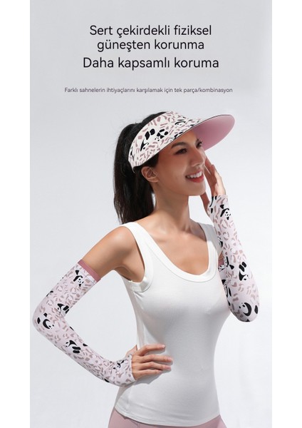 Yaz Güneş Şapkası Çiçek Boş Şapka Buz Kollu Iki Parçalı Set (Yurt Dışından)