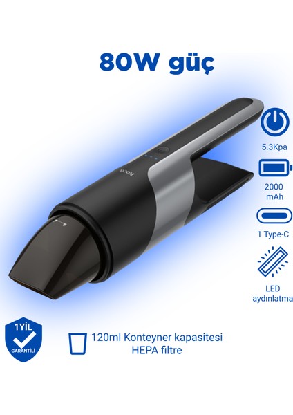 PH16 Azure Taşınabilir Vakumlu Araç Süpürgesi - Premium Product