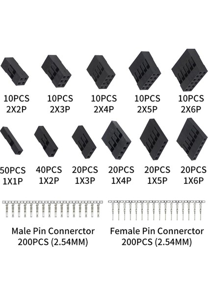620 Adet 2.54 mm Dubleks Yama Kablosu Arayüzü Konnektörleri Tel Pin Başlık Konut Kiti (Yurt Dışından)