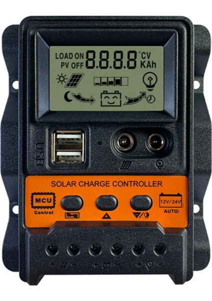 30A Solar Şarj Regülatörü 12V24V Güneş Paneli Pil Kontrol Cihazı Regülatörü Otomatik 2 USB LCD Ekran Yük Boşaltıcı (Yurt Dışından)