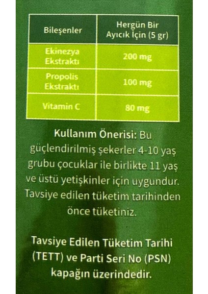 Kids Pronezya Gummy ( propolis, Ekinezya,VitaminC) 130 gr Sentetik renk verici. Kimyasal tatlandırıcı ve Hayvansal jelatin içeremez.