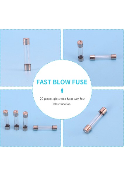 20 Adet Hızlı Darbe Cam Tüp Sigorta 8A 8 Amper 250V 6mm x 30MM (Yurt Dışından)