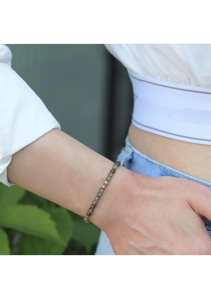 Peridot Taşlı Asansörlü Rose Gold Kaplama Gümüş Bileklik
