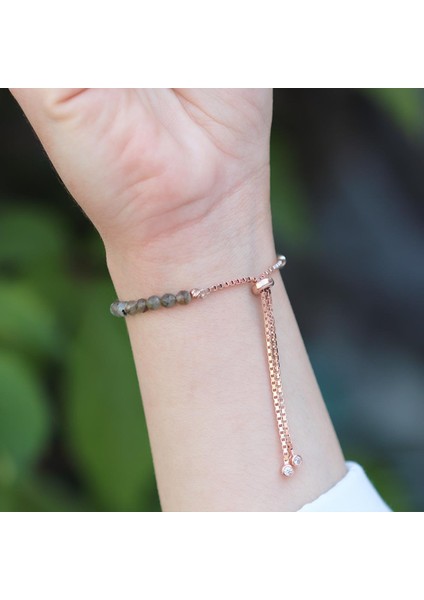 Peridot Taşlı Asansörlü Rose Gold Kaplama Gümüş Bileklik fiyatları