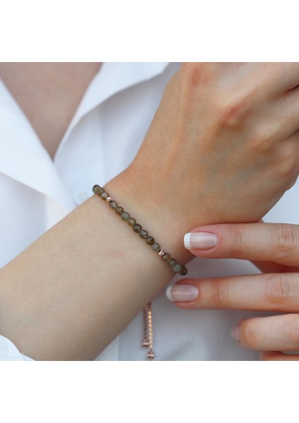 Peridot Taşlı Asansörlü Rose Gold Kaplama Gümüş Bileklik modelleri