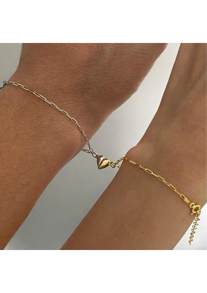 Mıknatıslı Kalp Çift Gümüş Bileklik fiyatları