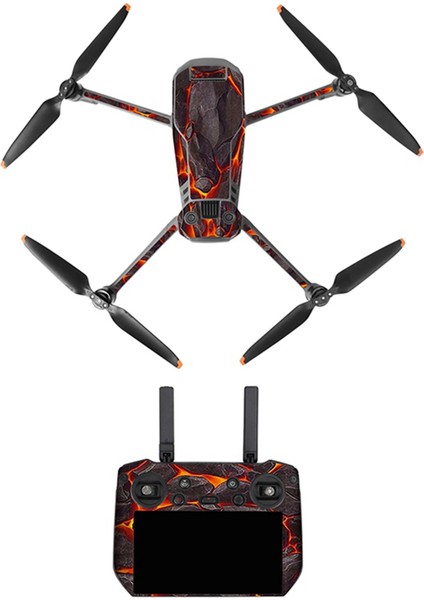 Djı Mavic 3 Rc Pro Için Sunnylife Çıkartma Kaplama Vinil Sarma Filmi Uzaktan Kumanda Gövde Koruyucu Çıkartma Kaplama, Lava Siyah B (Yurt Dışından)