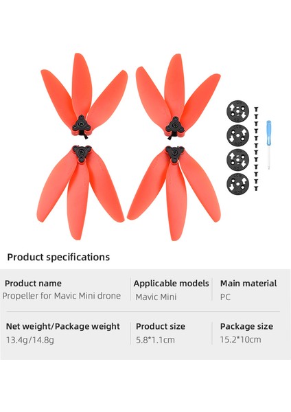 Djı Mavic Mini/mini 2 Drone Için Üç Bıçaklı Pervane Djı Mini 2 Için Bıçak Yedek Kanat Fanları, Kırmızı (Yurt Dışından) modelleri